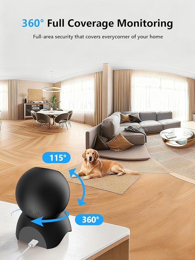 YYSY 2K 2.4GHz & 5GHz Indoor Security Camera, 2 Packs Pet/Dog/Baby Security Camera with Phone App, 360° Pan-Tilt WiFi Cameras for Home Security, 2-Way Audio, Night Vision, Auto-Tracking, Privacy Mode