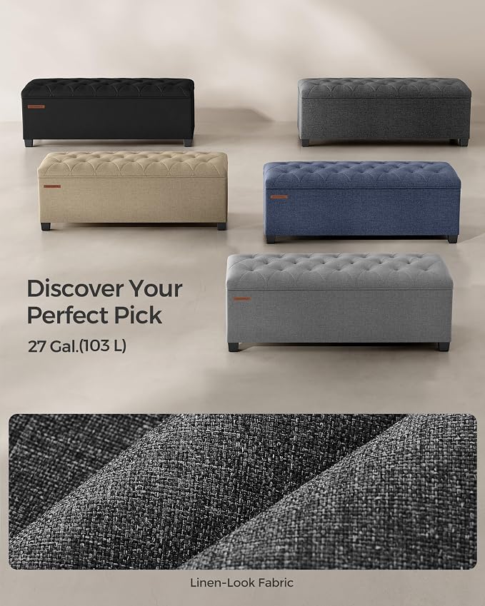 SONGMICS Storage Ottoman Bench, Foot Rest - Image 7