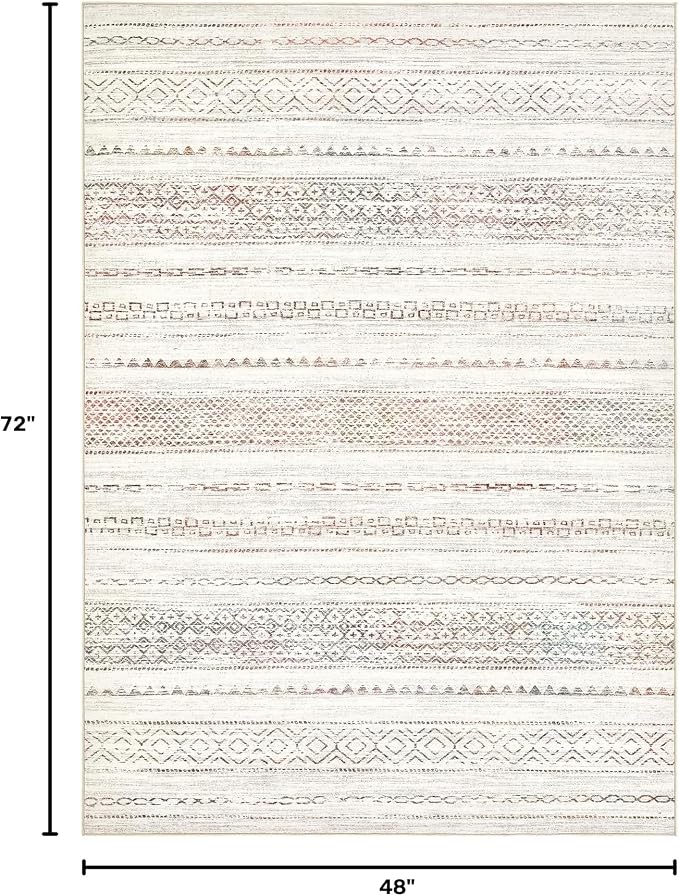 Nakagishi Boho 4x6 Area Rug Living Room Rugs Machine Washable Multi Color | Soft - Image 2