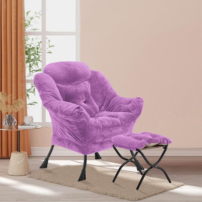 Youtanic Lazy Chair with Folding Ottoman, Accent Chair Plush Upholstered with - Image 2
