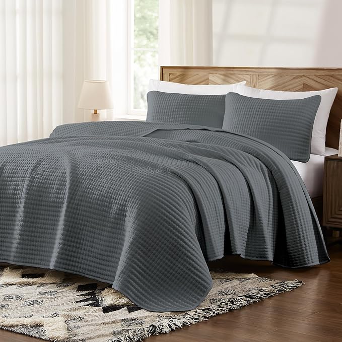 Queen Quilt-Lightweight Bedspreads Grey Queen Size Quilt Bedding Set | Soft - Image 5