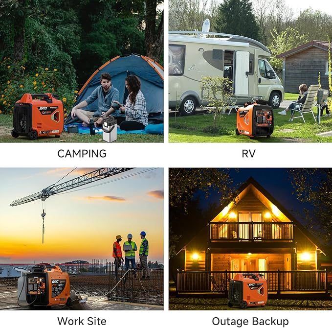 Dual Fuel Inverter Generator 4300W with Wheel Kit, Portable Generator 3-Way Remote/Electric/Recoil Start, Auto-Switch, Ultra-Quiet for RV Camping & Home Backup