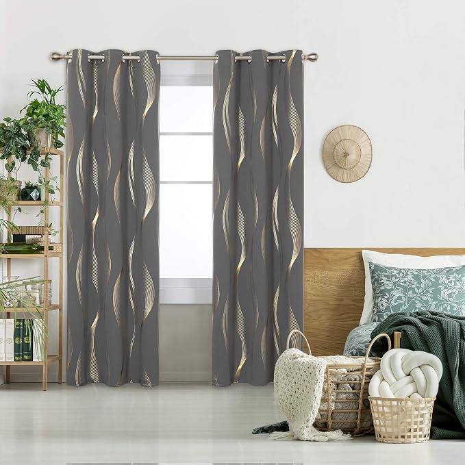 Deconovo Curtains for Living Room, Pattern Blackout Curtains 95 Inches Long | - Image 2