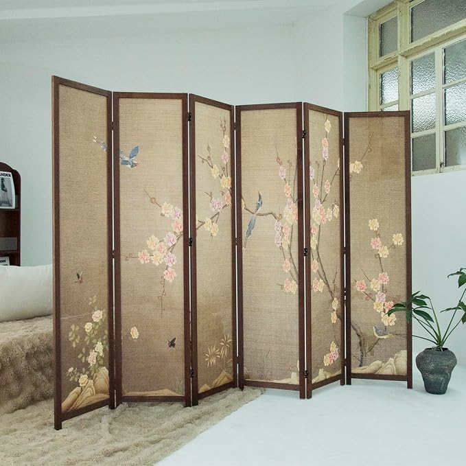6 Panel Bamboo Room Divider, Freestanding Folding Privacy Screen | 5.6 ft - Image 4