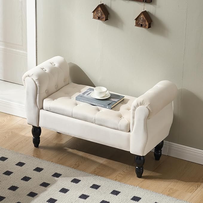 Storage Bench for End of Bed Bedroom, 39.7" Modern Ottoman Bench - Image 3