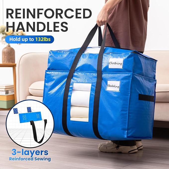 TAILI 2 Tier Moving Bags, 2 Blue Silver Storage Bags - Image 4