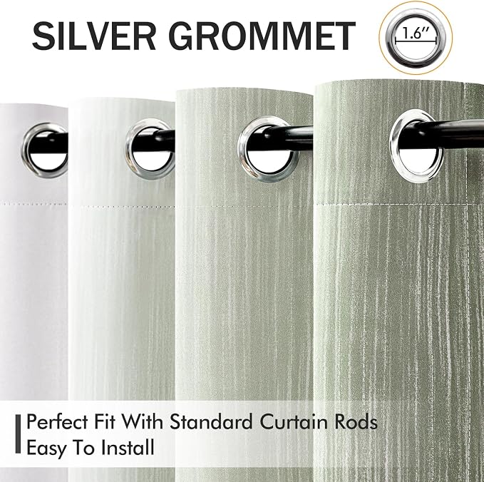 MIULEE Sage Green and Greyish White Ombre Blackout Curtains 52Wx63L | Full Room - Image 2