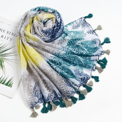 Scarf for Women Lightweight Soft Floral Leopard Printed Scarves Fall Winter Fashion Shawl Wrap with Fringe