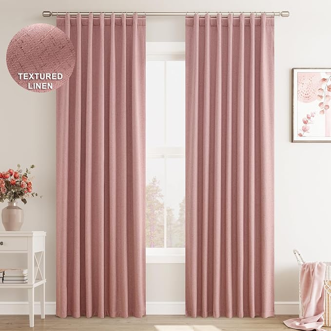 Joywell 100% Blackout Linen Curtains 96 Inch Long - Image 9