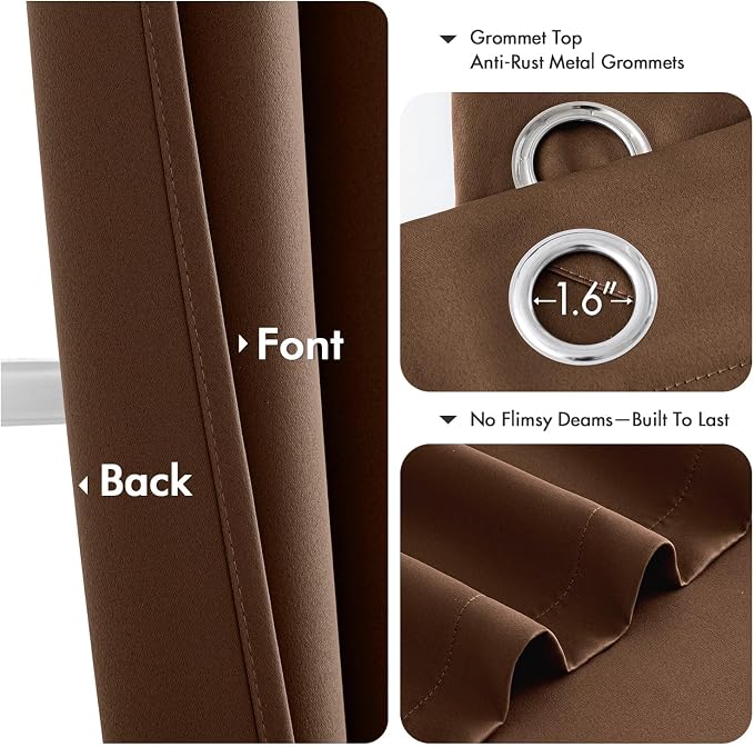 MIULEE Blackout Curtains for Bedroom 2 Panels 40 x 63 Inch Long Mocha Brown | - Image 4