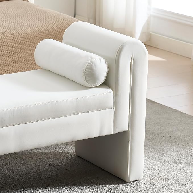 61" Velvet End of Bed Bench, Upholstered Seat - Image 4