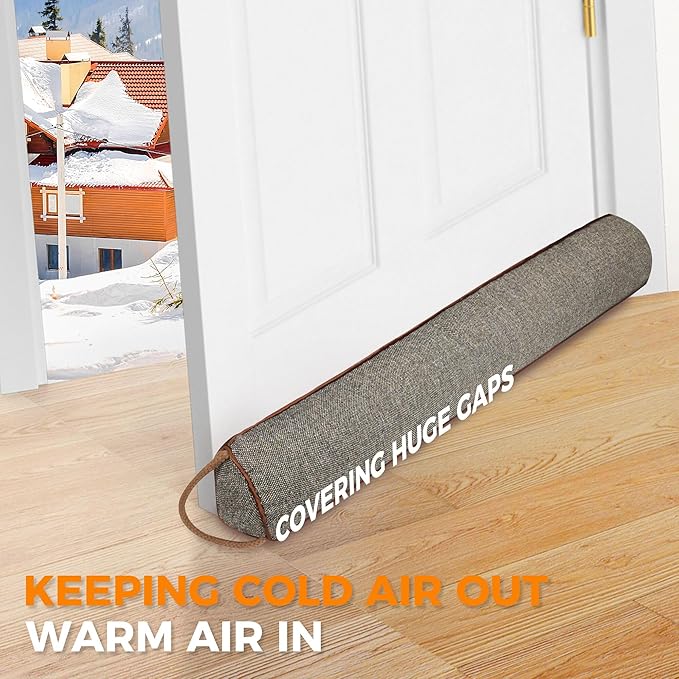 TORRAMI Under Door Draft Stoppers 32 Inch, Heavy Triangle Stop Draft Block Cold Air/Wind/Breeze Noise Blocker Door Sweeps Weather Stripping Bottom Seal Brown