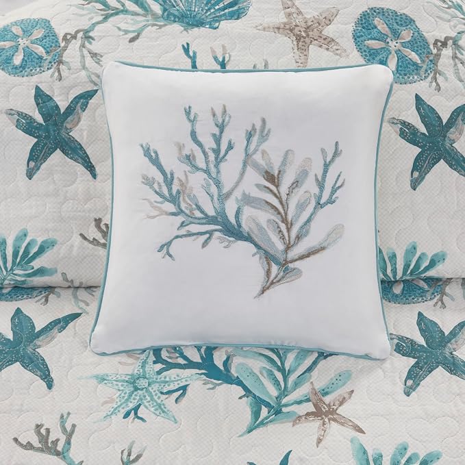 Madison Park Quilt Set Cottage Coastal Design, Starfish Print - Image 4