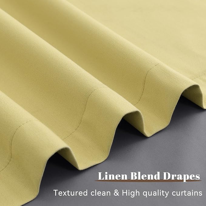 Yellow Linen 100% Blackout Curtains 84 Inch Long - Image 9