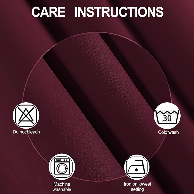 Burgundy Red Thermal Blackout Curtains/52 x 108 Inch/Set of 2 Panels Room - Image 4