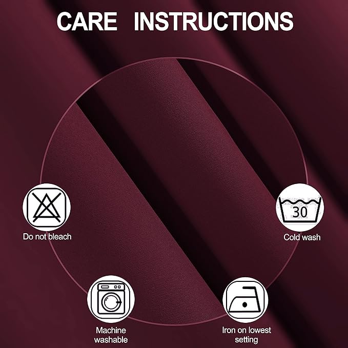 Burgundy Red Blackout Curtains/42 x 72 Inch/Set of 2 Panels Room Darkening - Image 4