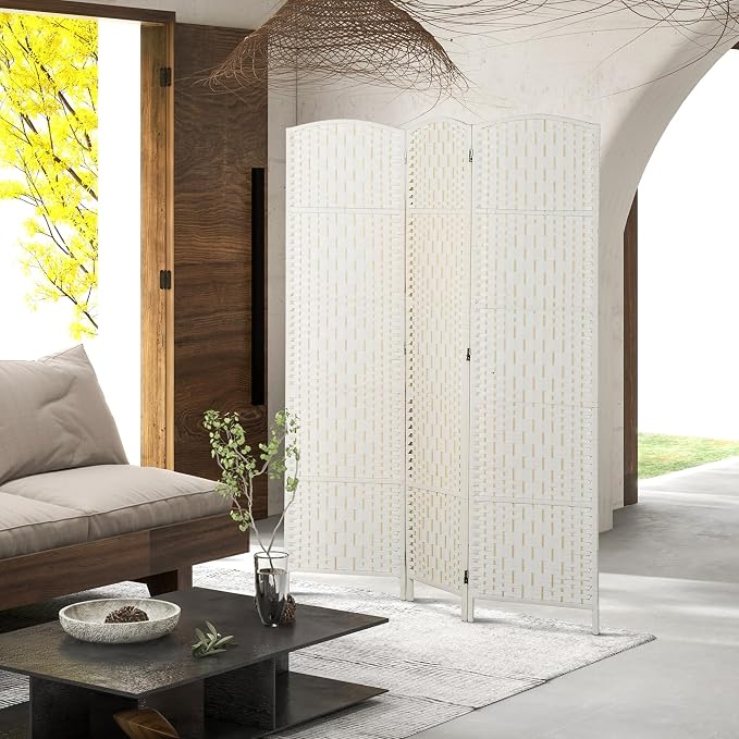 HOMCOM Room Divider 3-Panel, 6FT-Tall Folding Privacy Screen, Hand-Woven Design - Image 6