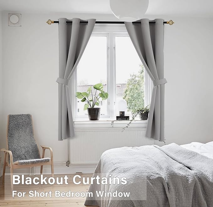 KOUFALL 45 Inch Length Kitchen Blackout Curtains Set of 2 Grommet Room - Image 4
