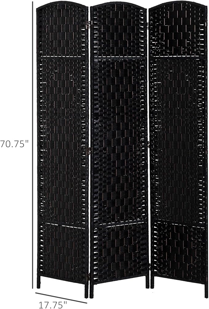 HOMCOM Room Divider 3-Panel, 6FT-Tall Folding Privacy Screen, Hand-Woven Design - Image 7