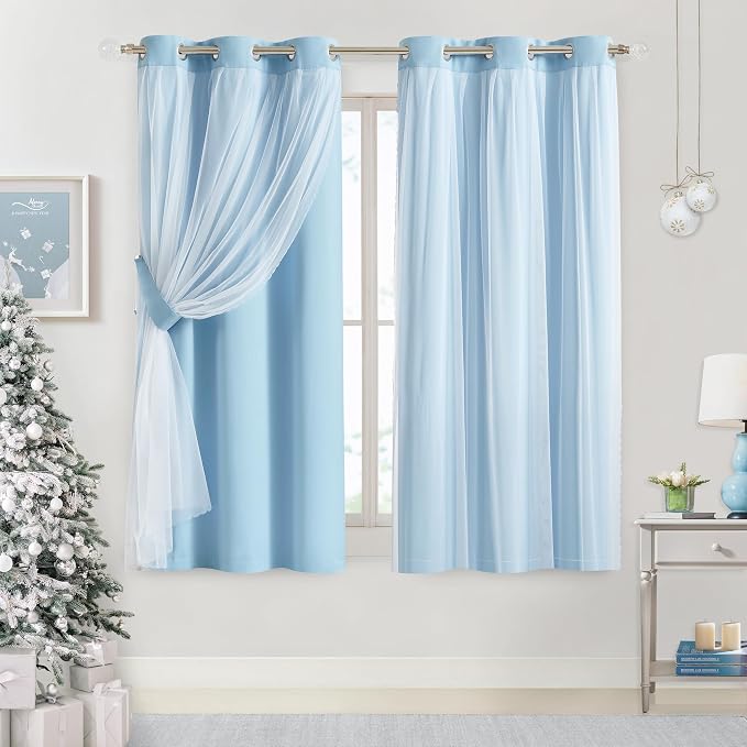 Bujasso Sky Blue 80% Blackout Curtains - Image 9