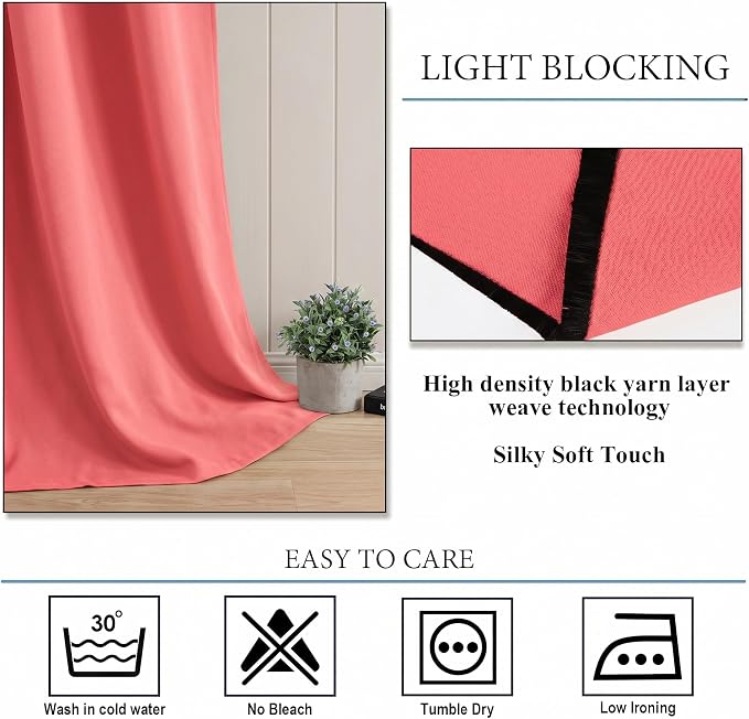 Diraysid Coral Grommet Blackout Curtains - Image 5