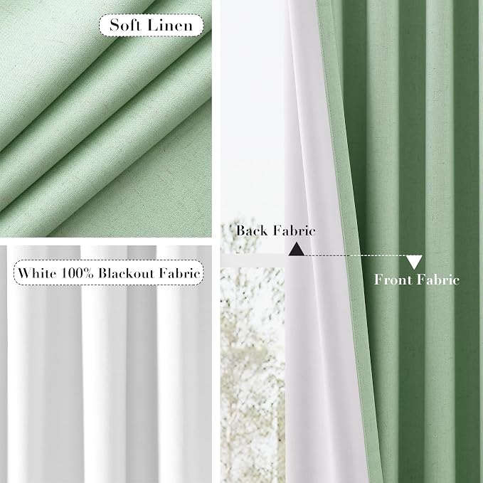 Joywell 100% Blackout Linen Curtains 84 Inch Long - Image 5
