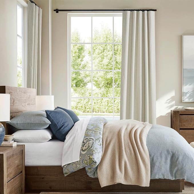 RYB HOME Natural Linen 100% Blackout Curtains - Image 2