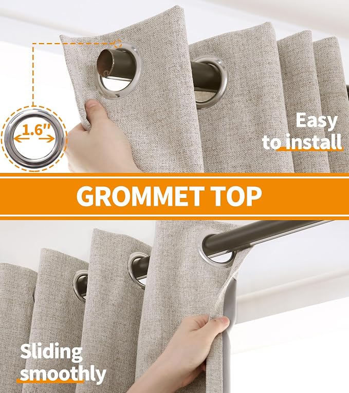 YoungsTex Oatmeal Linen Blackout Curtains - Image 7