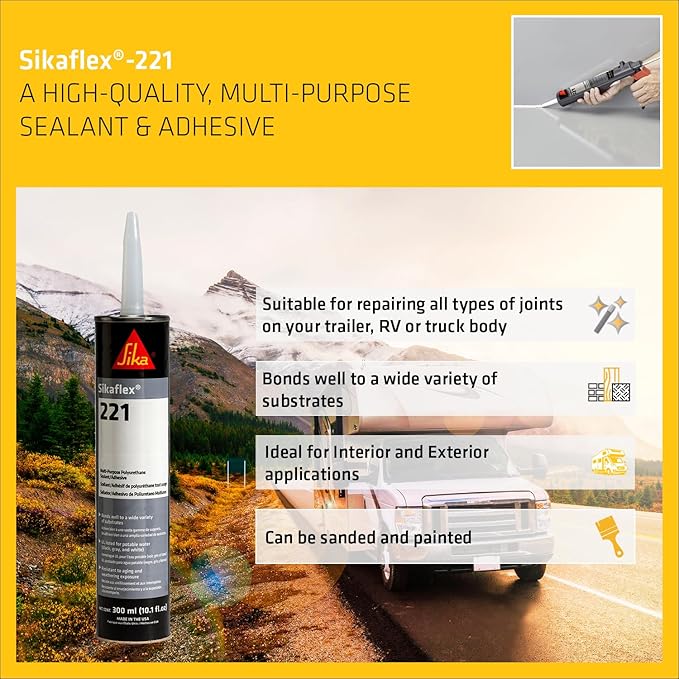 SIKA Sikaflex-221, Black, Multi-Purpose Polyurethane Sealant & Adhesive, Permanent Elastic Seal, Sandable/Paintable, NSF Approved for Drinking Water, 10.1 (Pack of 24)