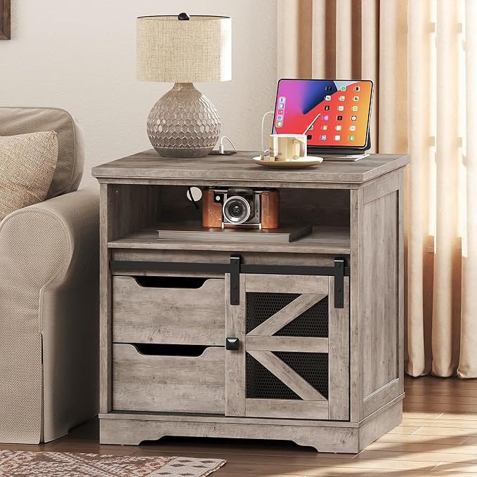 Farmhouse End Table Set of 2, Sofa Side Table - Image 2