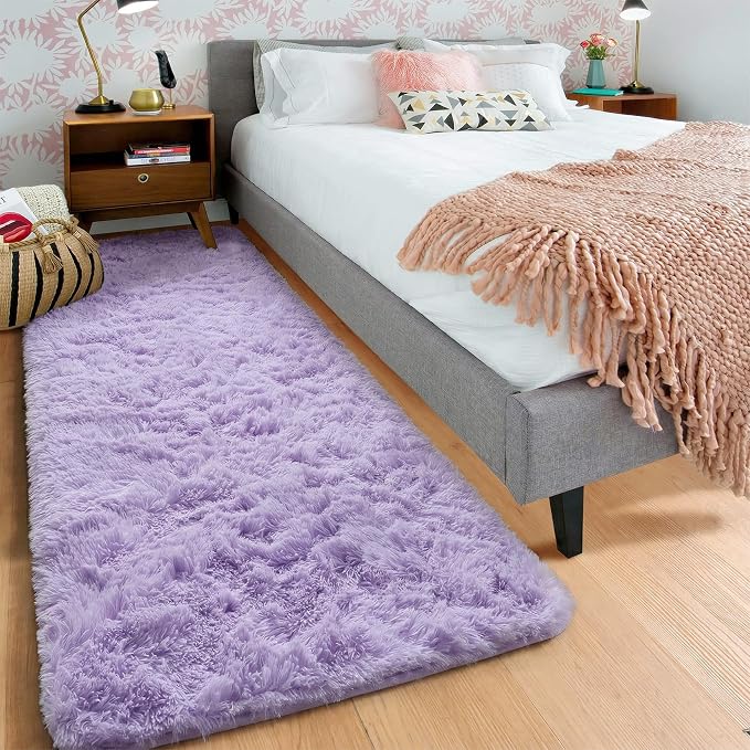 Light Purple Runner Rugs for Bedroom Living Room, Fluffy 2x6 Bedside Hallway - Image 9