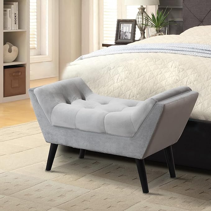 Upholstered Tufted Small Cute Bench Ottoman - Image 8