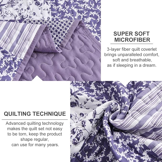 Mybedsoul Boho Quilt King Size, Patchwork Reversible Bedding Set, 3 Pieces - Image 4