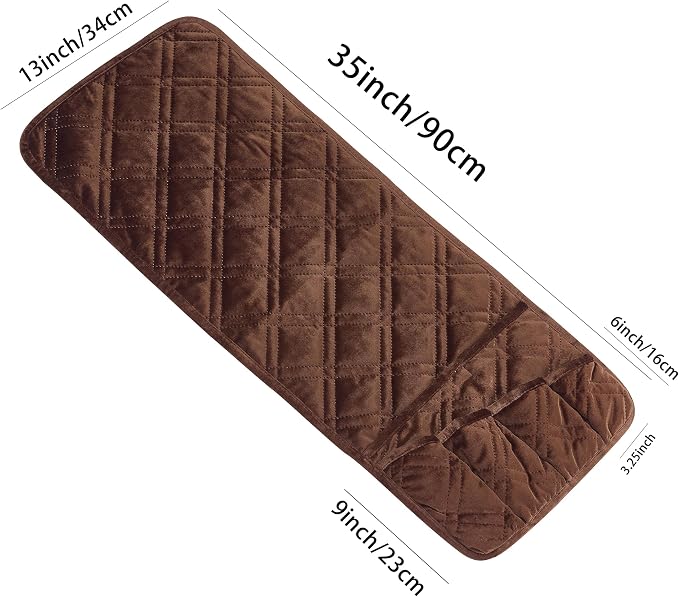 Brilliant Sunshine Chocolate Velvet Couch Armrest Cover, Armrest Organizer & - Image 2