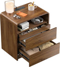 23.8" Modern Nightstand with Hidden Drawers Walnut Night Stand | Walnut Night by Unknown