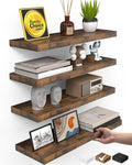 BAYKA Rustic Brown Floating Shelves 15.7in, Wall Mount Wood Shelf | Easy Install by Bayka