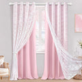 Yinhua Pink Curtains for Girls Room Double Layer Blackout Curtains for Bedroom by yinhua