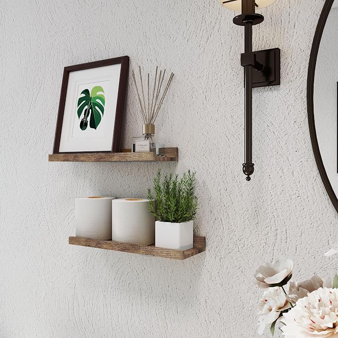 Brown Floating Shelves for Wall Decor, 14 in Shelf - Image 4