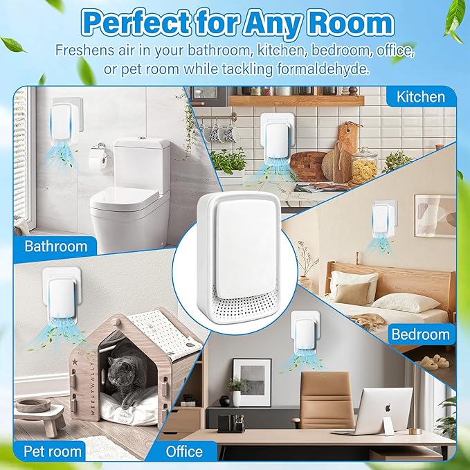 Plug-In Ionic Air Purifier 4 Pack, Silent Filterless Ionizer for Home, Bedroom, and Office – Helps Reduce Pet Odors, Dust, and Smoke