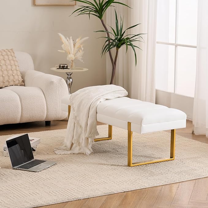 46" Velvet Bench with Gold Legs - Image 6