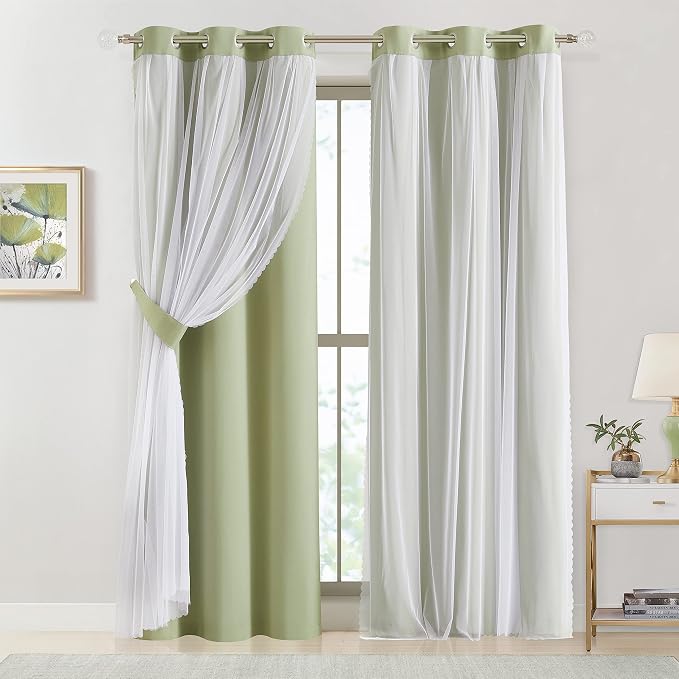 Bujasso Sage Green Blackout Curtains by Bujasso