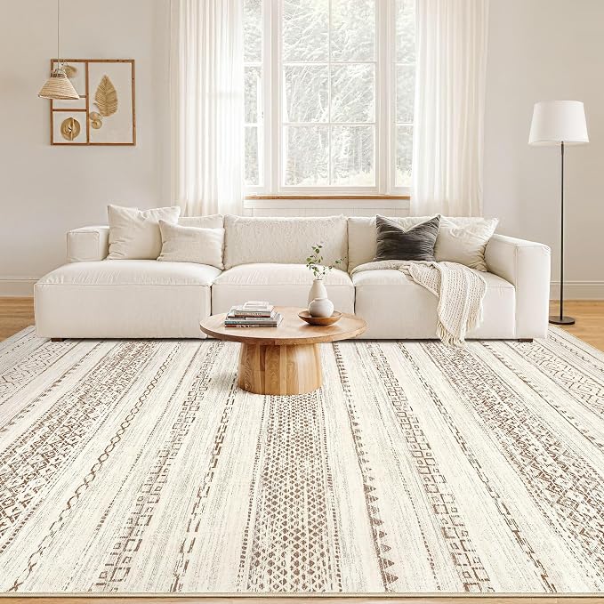 Nakagishi Boho 10x12 Area Rug Living Room Rugs Machine Washable Brown | Soft - Image 4