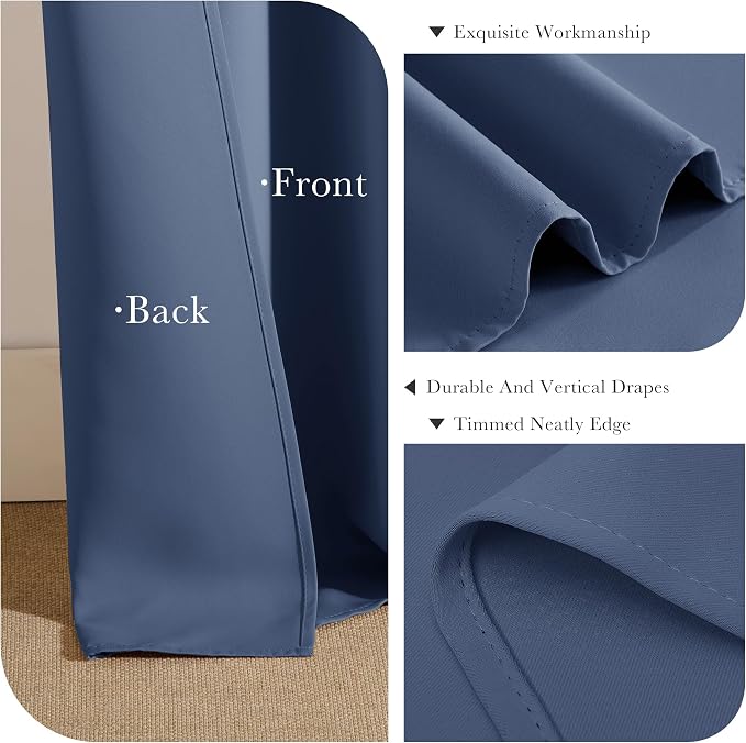 PONY DANCE Blue Room Darkening Curtains 45 inch Length, Window Treatment Panels - Image 6