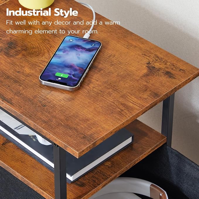 HOOBRO End Table with Charging Station, Narrow Side Table, Nightstand with 2 - Image 5