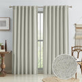 96 Inch Linen Textured Curtains 2 Panels Set, Back Tab Loop Pleated Track by KEQIAOSUOCAI