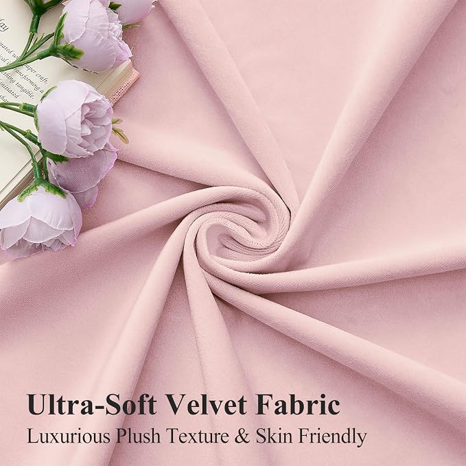 Velvet Curtains for Girls Bedroom Back Tab Drapes Room Darkening Luxury | - Image 5