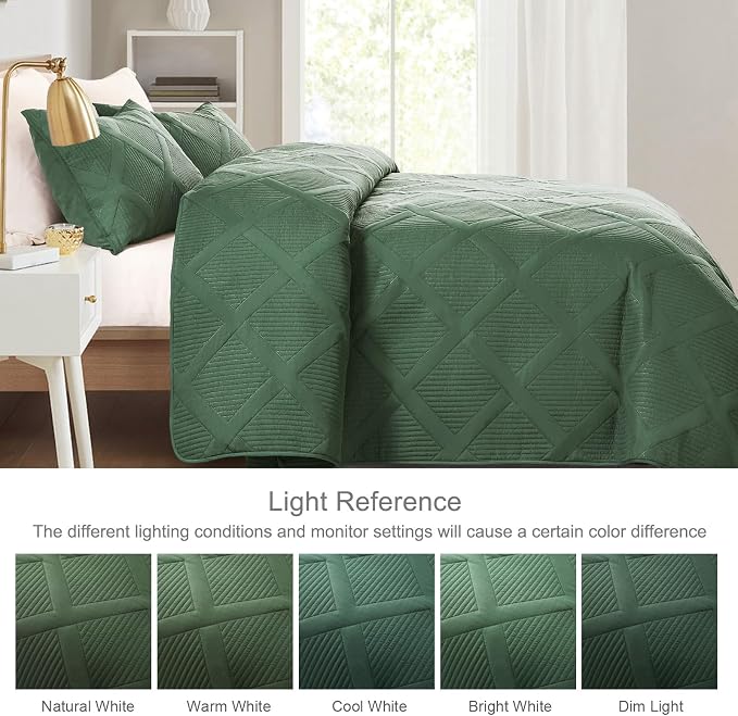 Exclusivo Mezcla Quilts Queen Size, Olive Green | Soft Bedspreads - Image 3