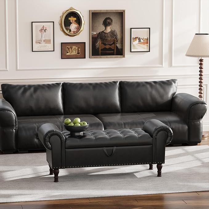 Apicizon 50" Bench with Storage, Upholstered Tufted Button Bedroom Bench with - Image 7