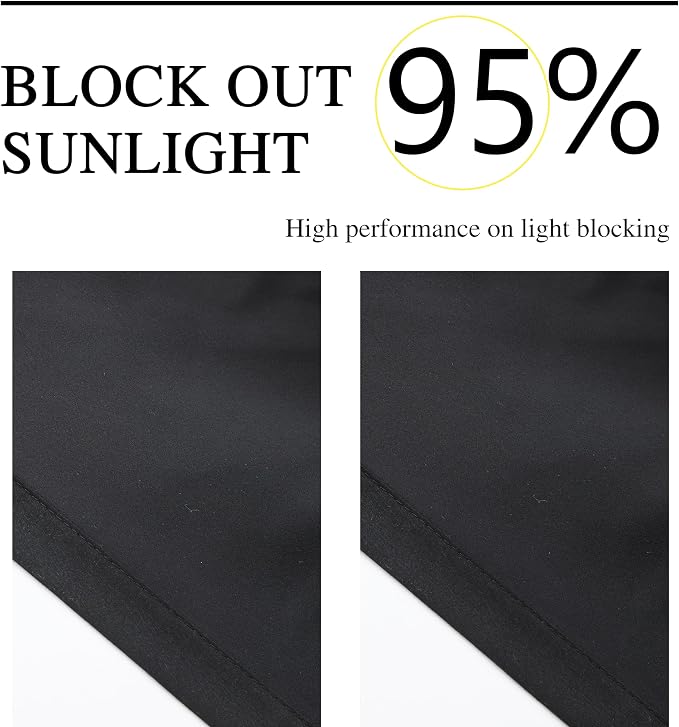 Boho Thermal Insulated Blackout Window Curtains Black | Ruched Window Treatments - Image 3