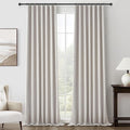Pleat Linen Blend Room Darkening Curtains 92 Inch Length 2 Panels Set by QJMYDECO